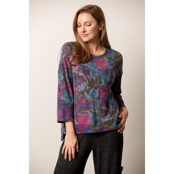 Habitat Super Soft Fleece Floral Boxy Crew Neck Sweater multicolor small - Picture 1 of 5
